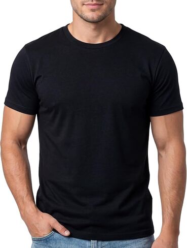 Cotton King Mens Cotton Blend Crew Neck T-Shirt Ultrasoft Athletic Fit T Shirts for Men Short Sleeve Solid Casual Tee in Kuwait
