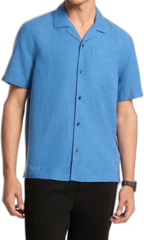 Michael Kors Men's Short Sleeve Linen Camp Shirt in Kuwait