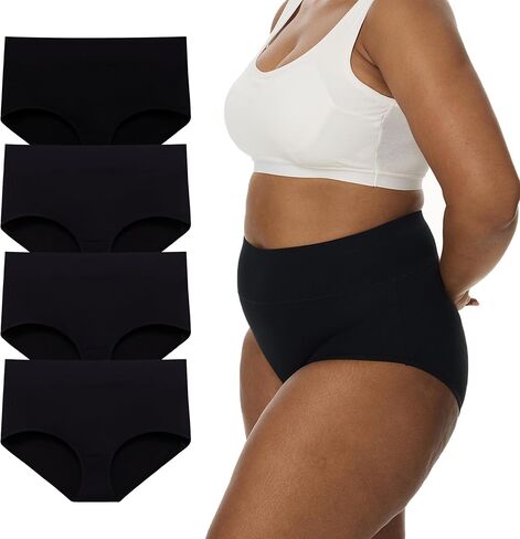 Women's Plus Size Underwear 3XL-6XL High Waist Briefs Cotton Soft Panties 4-Pack in Kuwait