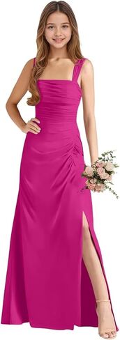 Pleated Chiffon Junior Bridesmaid Dresses Long Spaghetti Strap Flower Girl Dress for Wedding Girls Formal Gown in Saudi Arabia