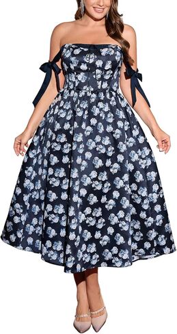 EEYWOL Plus Size Wedding Guest Dresses for Women Jacquard Floral Corset Maxi Dress Flattering A-Line Formal Cocktail Dress in Saudi Arabia