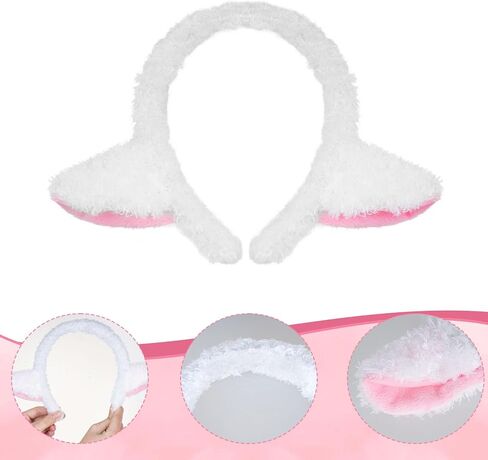 Lamb Ears Headband White Furry Sheep Ears Headband for Halloween Party Dress Up in Saudi Arabia