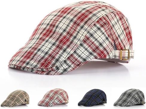 Plaid Artistic Retro Beret Cap for Spring and Summer - Casual Thin Hat in Saudi Arabia