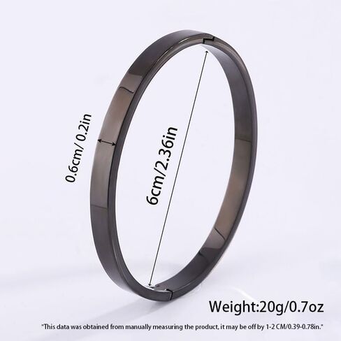 Black 6mm Curved-Edge Stainless Steel Bangle -Sleek Modern Statement Jewelry in Kuwait