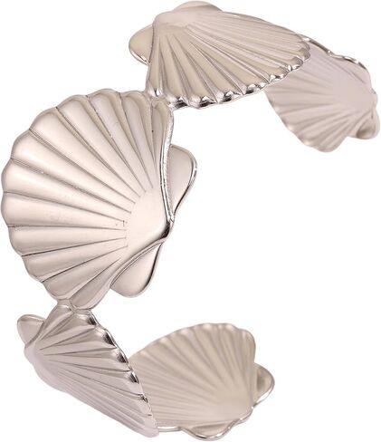 Shell Arm Cuff Bracelet for Women Chunky Adjustable Waterproof Stainless teel Beach Bangle Vintage Ocean Resort Jewelry Gift to Her in Kuwait