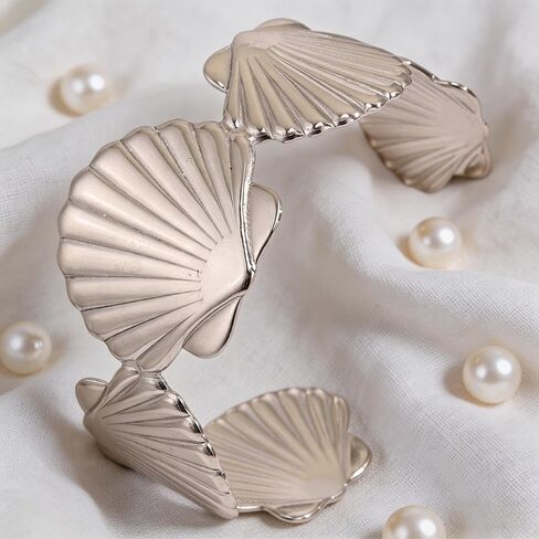 Shell Arm Cuff Bracelet for Women Chunky Adjustable Waterproof Stainless teel Beach Bangle Vintage Ocean Resort Jewelry Gift to Her in Kuwait