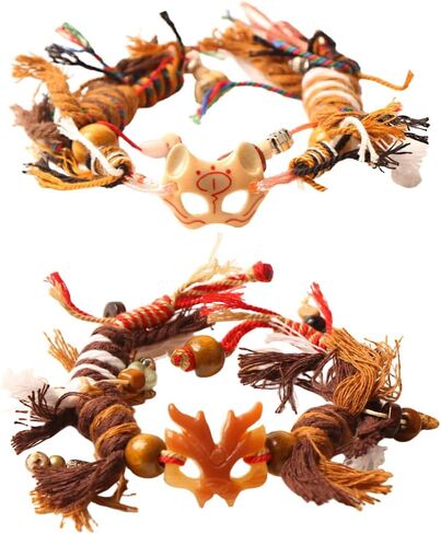 Acxico 2PCS Vintage Elegant Fox Mask Beaded Bracelet, Braided Rope Design for Comfortable Wear, All-Season Versatile Accessory Suitable for Daily Use & Casual Occasions in Kuwait