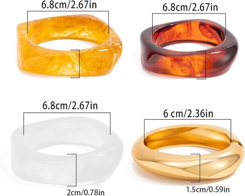 Salircon Chunky Acrylic Resin Bangle Bracelets for Women, Irregular Cuff Colorful Bangle Geometric Wide Wristbands Bracelets Acetate Jewelry Set in Saudi Arabia