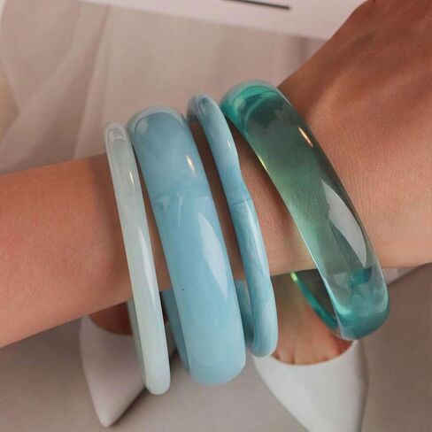 4PCS Elegant Retro Acrylic Bracelet Set, Simple Fashion Design Bangle Set for Women, Versatile Jewelry for Daily & Party Wear in Kuwait