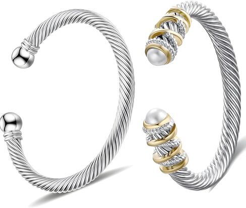 OSIRIDEH2 Elegant Twisted Cable Bangle Bracelet for Women - Open Cuff Classic Jewelry Gift for Anniversary, Valentine, Birthday in Saudi Arabia