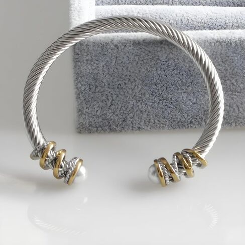 OSIRIDEH2 Elegant Twisted Cable Bangle Bracelet for Women - Open Cuff Classic Jewelry Gift for Anniversary, Valentine, Birthday in Saudi Arabia