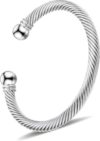 OSIRIDEH2 Elegant Twisted Cable Bangle Bracelet for Women - Open Cuff Classic Jewelry Gift for Anniversary, Valentine, Birthday in Saudi Arabia