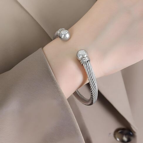 OSIRIDEH2 Elegant Twisted Cable Bangle Bracelet for Women - Open Cuff Classic Jewelry Gift for Anniversary, Valentine, Birthday in Saudi Arabia