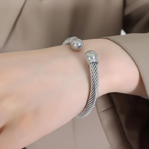 OSIRIDEH2 Elegant Twisted Cable Bangle Bracelet for Women - Open Cuff Classic Jewelry Gift for Anniversary, Valentine, Birthday in Saudi Arabia