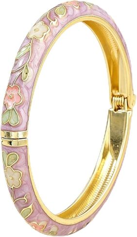 Vintage Flower Bangle for Women Cloisonne Enamel Bracelet Trendy Women's Bangle Chunky Bangles Colorful Enamel Bracelet Summer Elegant Vibrant Ethnic Jewelry Gifts in Saudi Arabia