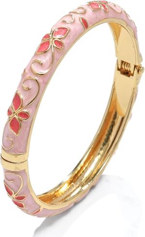 Vintage Flower Bangle for Women Cloisonne Enamel Bracelet Trendy Women's Bangle Chunky Bangles Colorful Enamel Bracelet Summer Elegant Vibrant Ethnic Jewelry Gifts in Saudi Arabia