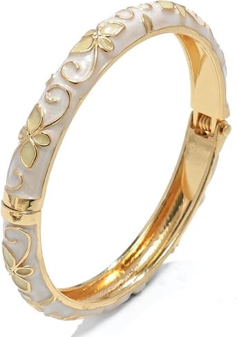 Vintage Flower Bangle for Women Cloisonne Enamel Bracelet Trendy Women's Bangle Chunky Bangles Colorful Enamel Bracelet Summer Elegant Vibrant Ethnic Jewelry Gifts in Saudi Arabia