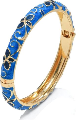 Vintage Flower Bangle for Women Cloisonne Enamel Bracelet Trendy Women's Bangle Chunky Bangles Colorful Enamel Bracelet Summer Elegant Vibrant Ethnic Jewelry Gifts in Saudi Arabia