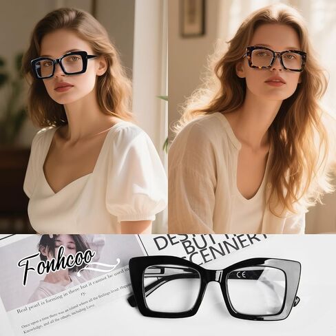 FONHCOO Oversized Progressive Reading Glasses for Women Men Large Square Blue Light Blocking Computer Readers in Saudi Arabia