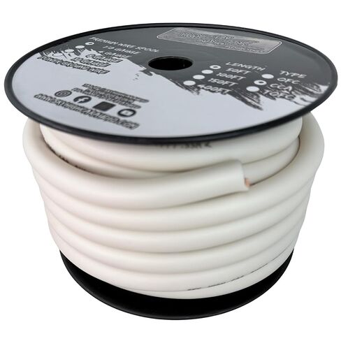 50 ft CCA 1/0 Gauge Oversized White Power Ground Wire Sky High Car Audio in Kuwait