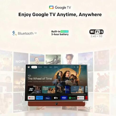 عمر بطارية Skyworth 24 بوصة محمولة تدوم 3 ساعات P100 Companion Series 1080P FHD تلفزيون Google الذكي، شاشة غير لامعة، HDR10، صوت Dolby، LED، بلوتوث، Chromecast وGoogle Assistant (24P100، موديل 2024) in Kuwait