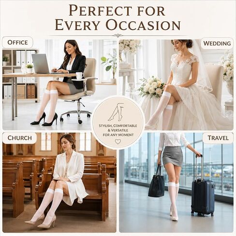 Women Sheer Knee High Stockings, 20 Denier, Lightweight, Everyday Wear in Saudi Arabia