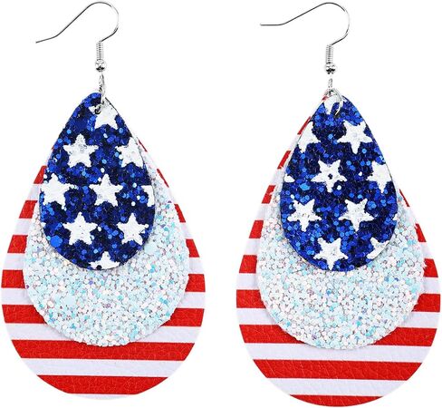 July 4th Independence Day Earrings American Flag USA 250th Anniversary Merchandise 1776 2026 250th Anniversary Celebration Gift Red White Blue USA Earring in Saudi Arabia
