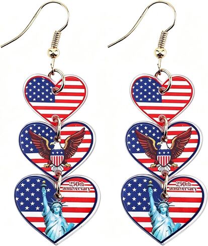 July 4th Independence Day Earrings American Flag USA 250th Anniversary Merchandise 1776 2026 250th Anniversary Celebration Gift Red White Blue USA Earring in Kuwait