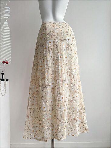 SOLY HUX Women's Floral Maxi Skirt Boho Embroidered Low Rise Flowy Vacation Skirts in Kuwait