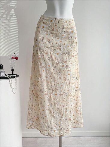 SOLY HUX Women's Floral Maxi Skirt Boho Embroidered Low Rise Flowy Vacation Skirts in Kuwait