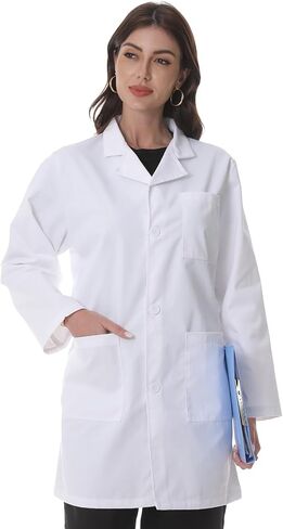معطف مختبر Greenour Professional for Women Long Sleeve White Medical Coat مع 3 جيوب ، حجم XS-XL in Kuwait