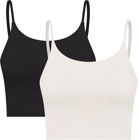 2 Pack Sports Bras for Women Padded Workout Crop Tank Top U Back Yoga Running Tank Top in Saudi Arabia
