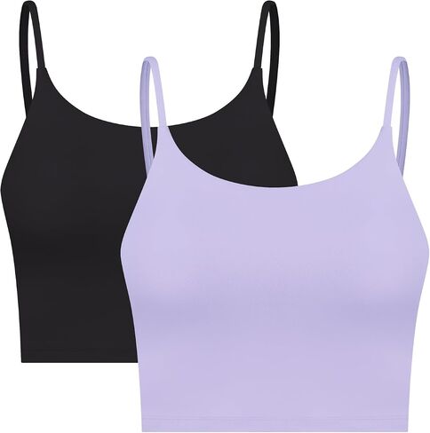 2 Pack Sports Bras for Women Padded Workout Crop Tank Top U Back Yoga Running Tank Top in Saudi Arabia
