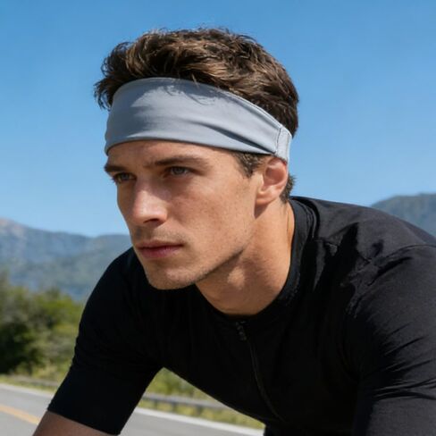 1 Pack Sweat Absorb Headband for Men & Women,Athletic Headband for Running Yoga Workout,Wide Fashion Headband for Daily Wear,Soft & Stretchy Non Slip Sweatband（Light Blue） in Kuwait