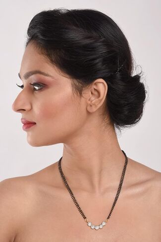 Efulgenz Indian Mangalsutra for Women Indian Bollywood Traditional Ethnic CZ Mangalsutra Pendant Necklace Black Beads Mangalsutra Jewelry for Women in Kuwait