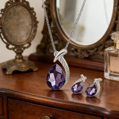 3/4/5Pcs Teardrop Jewelry Set Earrings Necklace for Wedding Evening Party Makeup Supplies Holiday Party Gift in Kuwait