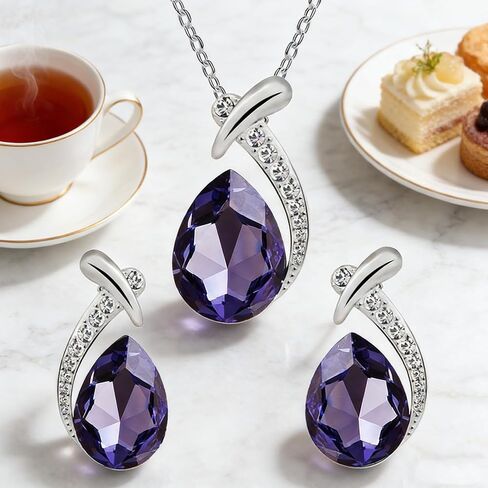 3/4/5Pcs Teardrop Jewelry Set Earrings Necklace for Wedding Evening Party Makeup Supplies Holiday Party Gift in Kuwait
