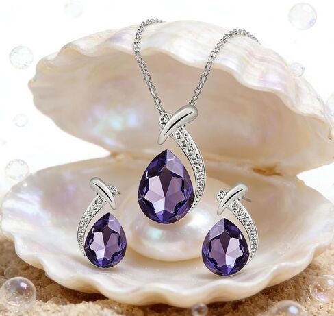 3/4/5Pcs Teardrop Jewelry Set Earrings Necklace for Wedding Evening Party Makeup Supplies Holiday Party Gift in Kuwait