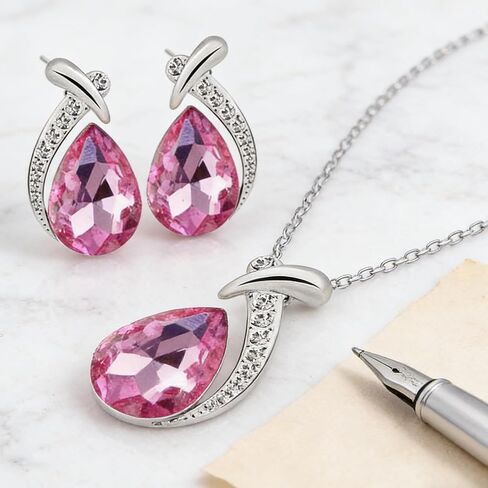 3/4/5Pcs Teardrop Jewelry Set Earrings Necklace for Wedding Evening Party Makeup Supplies Holiday Party Gift in Kuwait