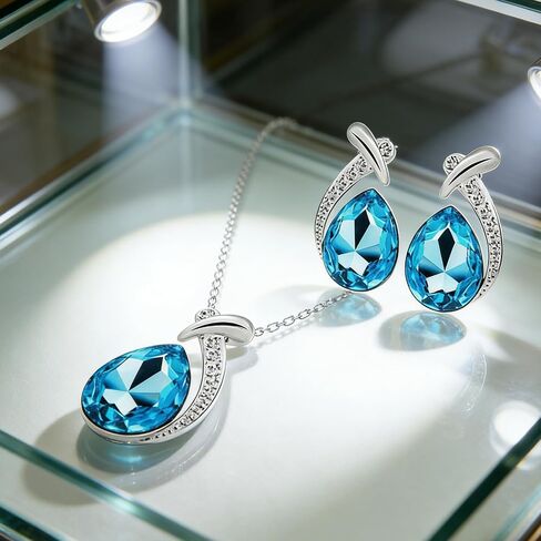 3/4/5Pcs Teardrop Jewelry Set Earrings Necklace for Wedding Evening Party Makeup Supplies Holiday Party Gift in Kuwait