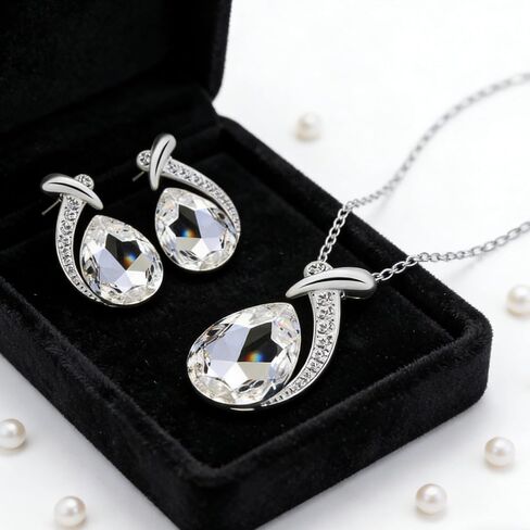 3/4/5Pcs Teardrop Jewelry Set Earrings Necklace for Wedding Evening Party Makeup Supplies Holiday Party Gift in Kuwait