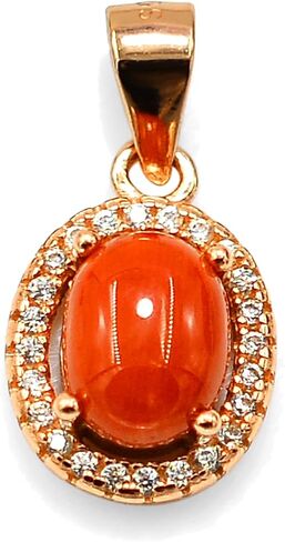 5 Cts Natural Red Coral Cabochon Gemstone Ring Earring Pendant Women Jewelry Set 925 Sterling Silver May Birthstone Wedding Jewelry For Bridal Gift in Kuwait