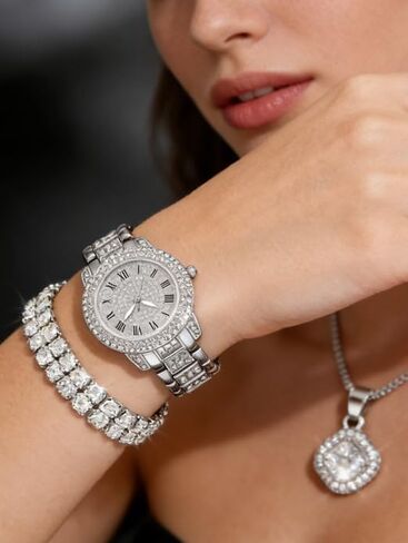 5-Piece Silver Jewelry Set – Necklace Bracelet & More for Women Men | Valentine’s Day Mother’s Day Gifts in Kuwait