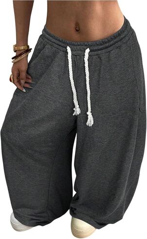 SweatyRocks Women's Plus Size Y2K Wide Leg Sweatpants Baggy Elastic Waist Barrel Pants Lantern Trousers in Saudi Arabia