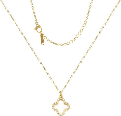 Clover Necklace For Women 18k Gold Plated Silver Lucky Four Leaf Clover Pendent Necklace Trendy Dainty Jewelry Gifts for Women in Saudi Arabia