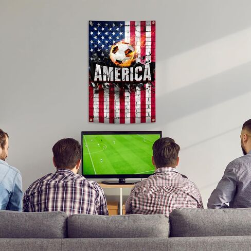 American Flag Backdrop Football Tapestry 2x3 Feet Wall Hanging Soccer Decor for Living Room Office Club Sports Activities Party Indoor and Outdoor Decor in Kuwait