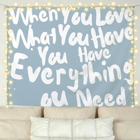 KBRCT Blue Inspirational Tapestry, Motivational Wall Tapestry for Bedroom, When You Love What You Have You Have Wall Hanging Decor for Home Bedroom Living Room, 50x60 Inch in Saudi Arabia