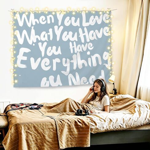 KBRCT Blue Inspirational Tapestry, Motivational Wall Tapestry for Bedroom, When You Love What You Have You Have Wall Hanging Decor for Home Bedroom Living Room, 50x60 Inch in Saudi Arabia