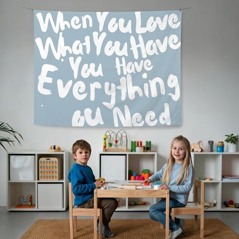 KBRCT Blue Inspirational Tapestry, Motivational Wall Tapestry for Bedroom, When You Love What You Have You Have Wall Hanging Decor for Home Bedroom Living Room, 50x60 Inch in Saudi Arabia