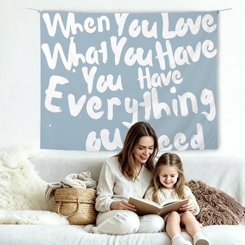 KBRCT Blue Inspirational Tapestry, Motivational Wall Tapestry for Bedroom, When You Love What You Have You Have Wall Hanging Decor for Home Bedroom Living Room, 50x60 Inch in Saudi Arabia
